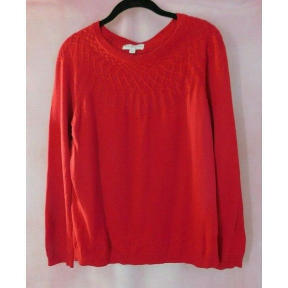 Kim Rogers Sweaters - Kim Rogers Knit Sweater Women L Petite Red Crew Neck Long Sleeve Pullover